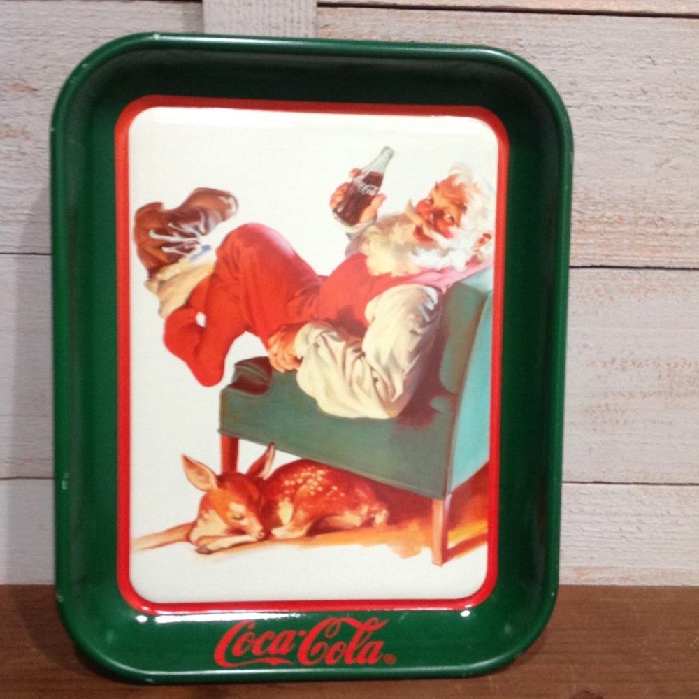 "Santa With Deer" Coke Tray